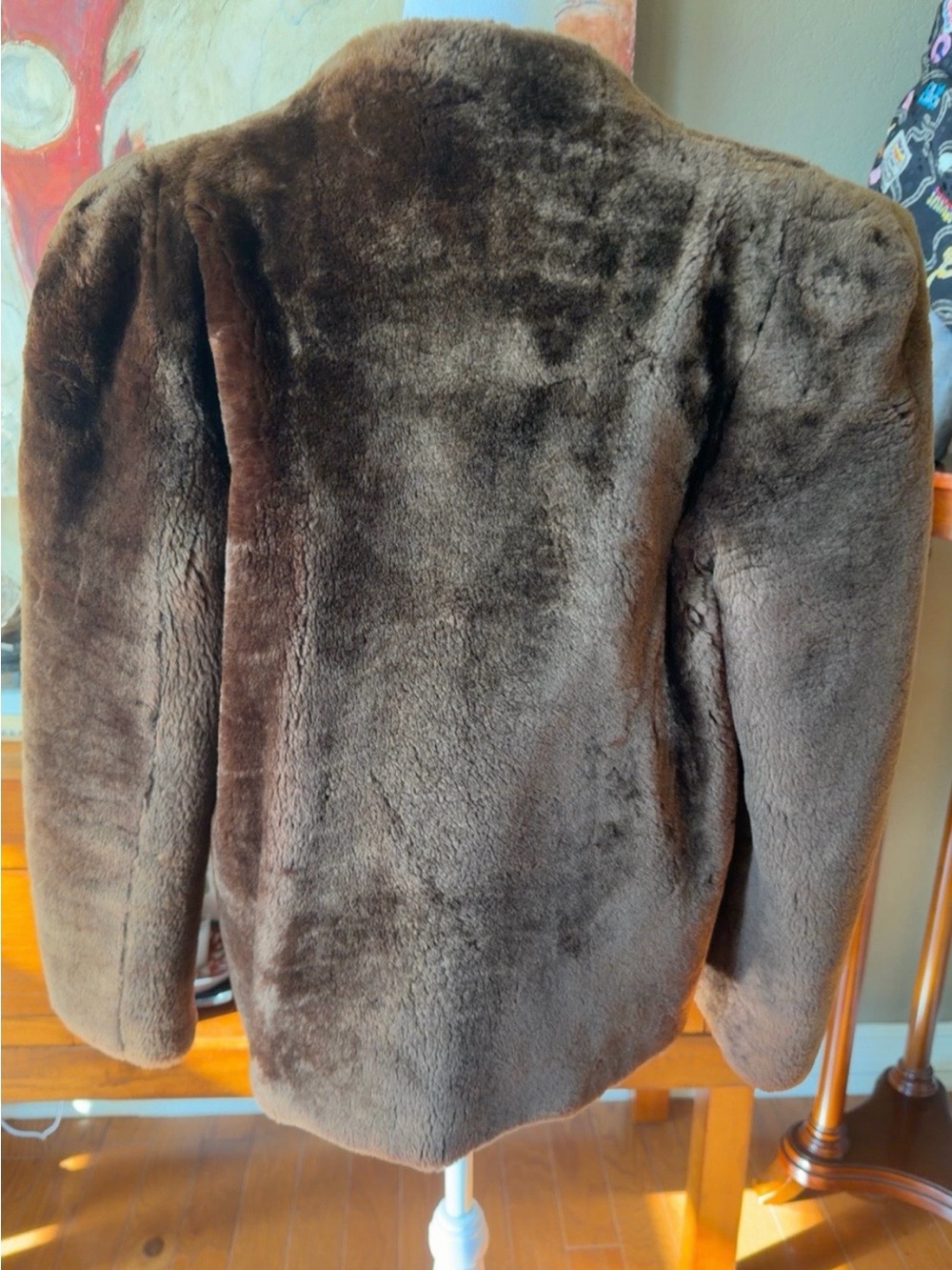 Vintage Koslow Fur Co Fort Worth Sheared Mouton Lamb Jacket Brown Fur Coat - Picture 3 of 12